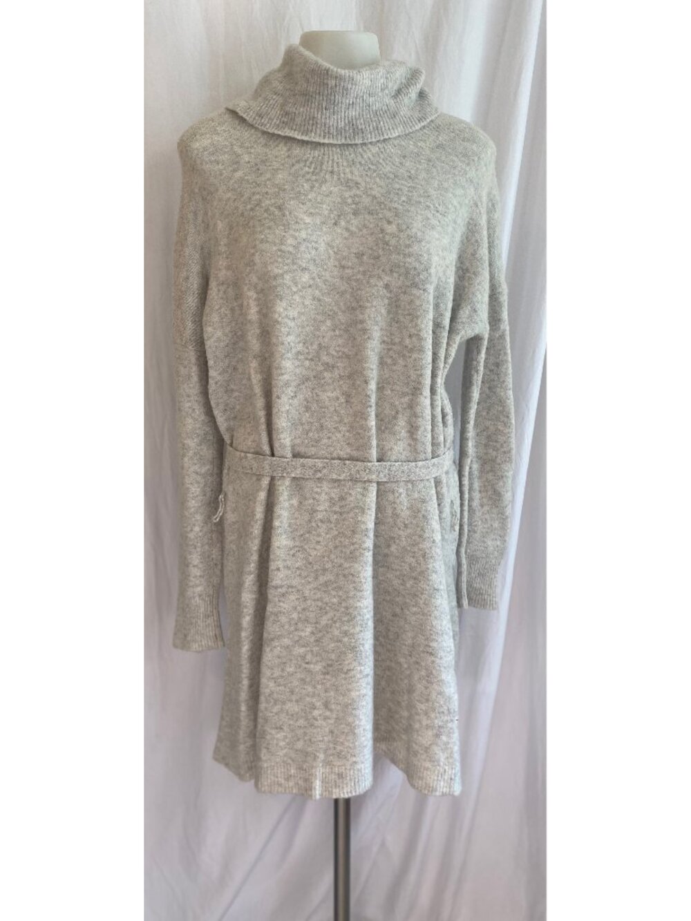 Madewell Gray Merino Wool Alpaca Belted Turtleneck Sweater